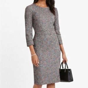 J. Crew Tweed Gray and Pink Women's Dress